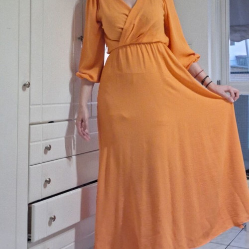 Summer long dress used, orange, airy