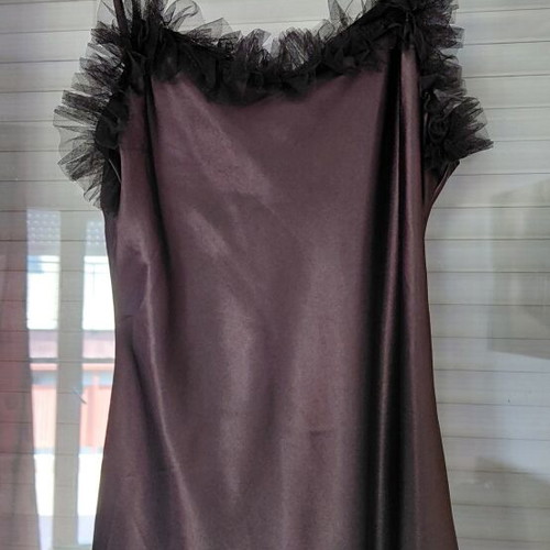 Satin black negligee with adjustable straps