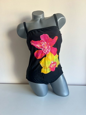 One-piece swimsuit new, size 44, black with floral print
