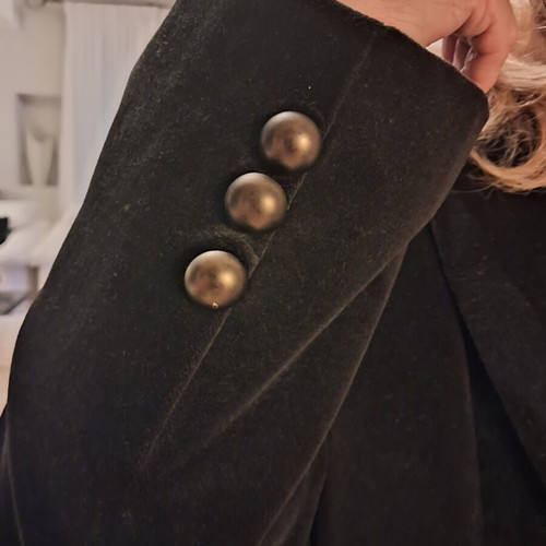 Velvet Mat Fashion Jacket with Gold Buttons and Pendant, Like New