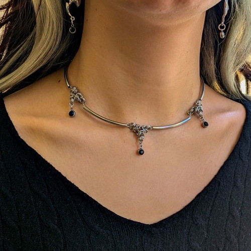 Boho Y2k Fairy Gothic Punk Rock Grunge Necklace silver new handmade