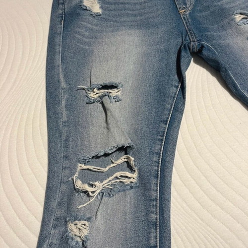 Denim salopette like new with knee rips, size L