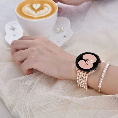 Luxury Stainless Steel Watch Strap with Crystals for Smartwatches