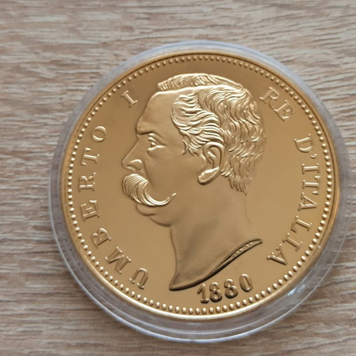 Italian gold replica coin 100 Lire 1880 new