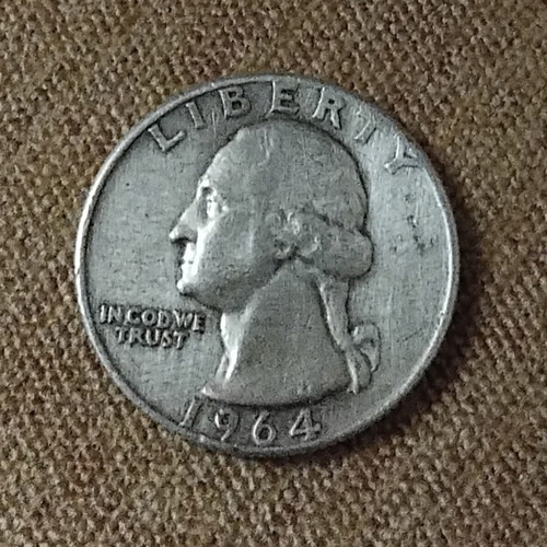 America Quarter Dollar Washington 1964 silver 0.900 6.25g rare