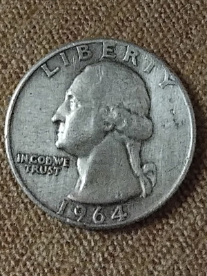 America Quarter Dollar Washington 1964 silver 0.900 6.25g rare