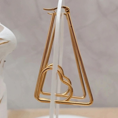 Steel gold heart earrings new