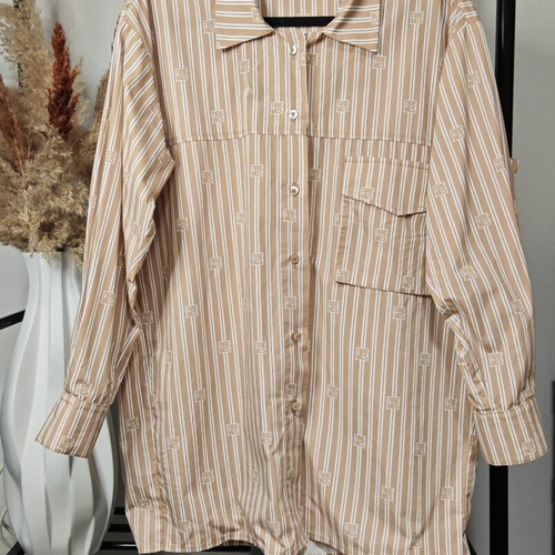 Arpyes vintage shirt beige camel with white stripes size S/M like new