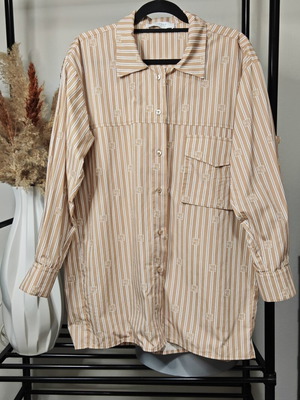 Arpyes vintage shirt beige camel with white stripes size S/M like new