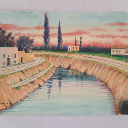 Old painting on canvas 50 x 34 cm used