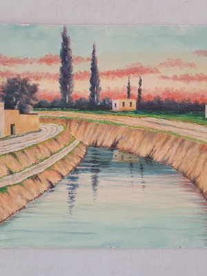 Old painting on canvas 50 x 34 cm used