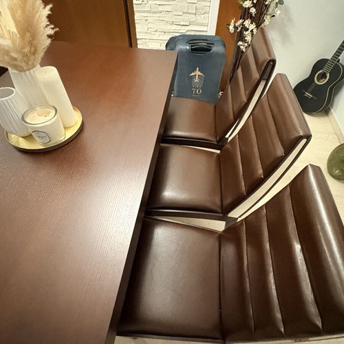 Wooden dining table with 6 chairs