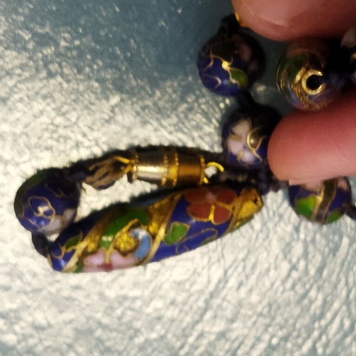 Cloisonné necklace like new, handmade, blue multicolor