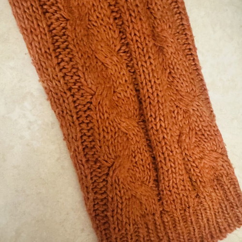 Knitted set of 2 pieces used, crop top and mini skirt in terracotta