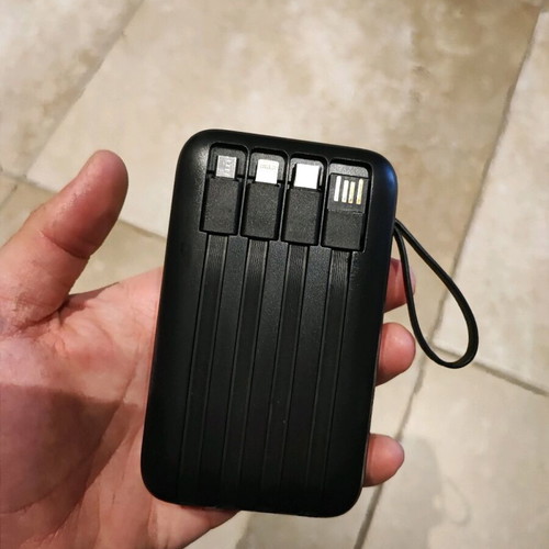 Powerbank 20000mAh black compact new with built-in charging cables
