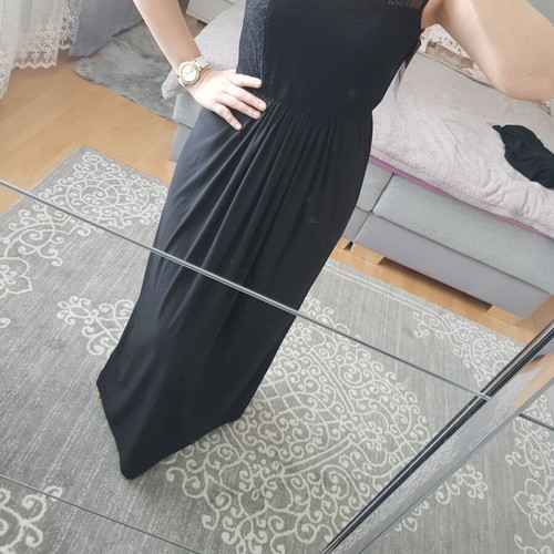 Long dress with lace new, size XS, black