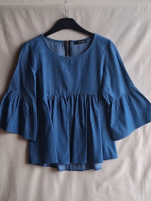 Anel S Denim Peplum Top μπλε τζιν βαμβακερή μπλούζα σαν καινούργιο