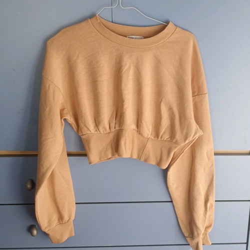 Bershka women's cropped blouse XS like new, beige