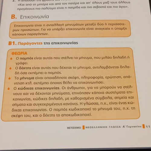 Νεοελληνική γλώσσα Α' Γυμνασίου σχολικό βιβλίο σαν καινούργιο