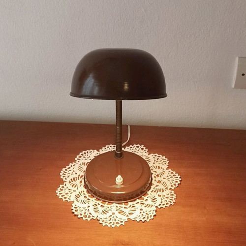 Vintage table desk lamp used, brown mid-century 1960
