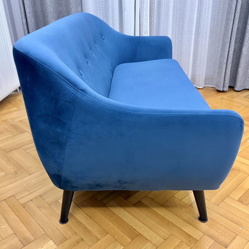 Velvet two-seater sofa deep blue like new