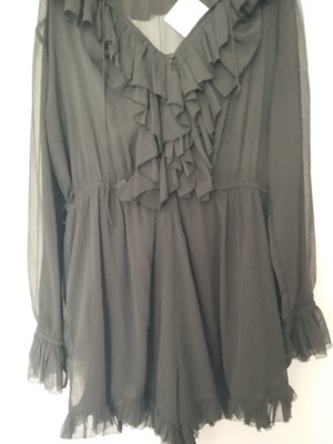 Official jumpsuit new, tulle with lined shorts, black
