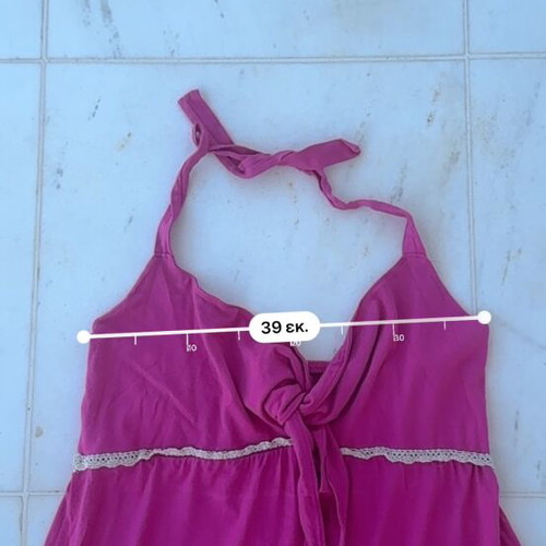 Fuchsia Maxi Summer Dress like new, halterneck with bow and lace