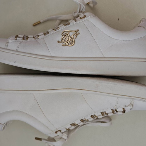 Siksilk leather shoes, white, size 43