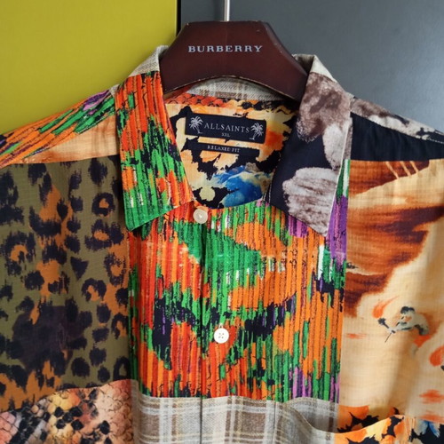 All Saints Patche Printed Shirt new, size XL XXL, viscose