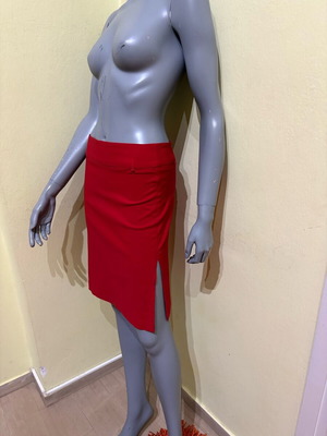 Midi skirt red with side slits like new, size S/M