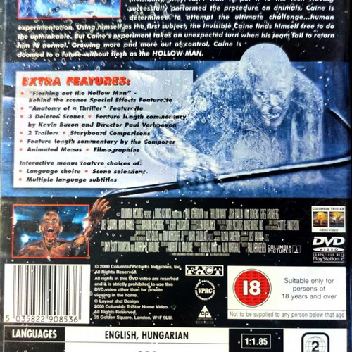 Hollow Man DVD used, sci-fi thriller with subtitles