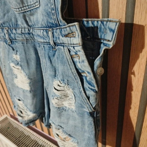 Denim shorts salopette Pull & Bear like new, turquoise, size S