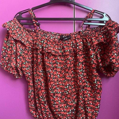 Floral off-shoulder crop top Pink Woman like new, multicolor