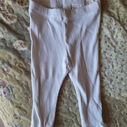 H&M Baby White Cotton Leggings like new with pink flowers, size up to 68 cm