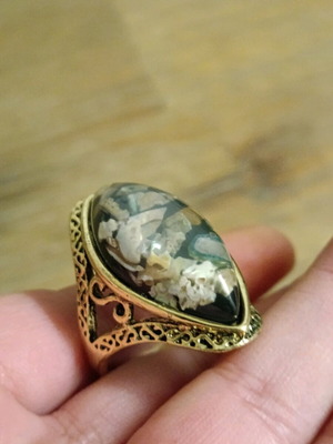 Marquise Oval Cabochon Women's Ring Steel Size 65 New