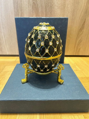 Faberge egg dark green 15 cm with crystals like new