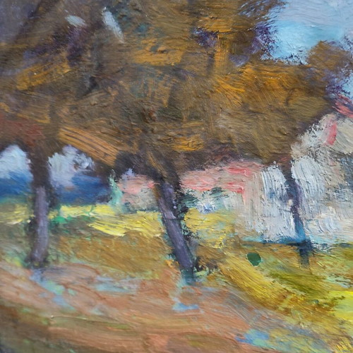 Old Dutch oil painting on fiberboard used