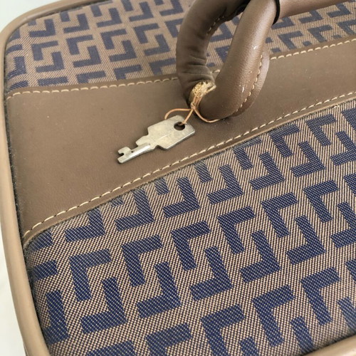 Vintage Europa vanity case used, blue and brown