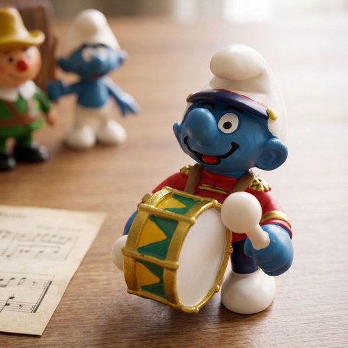 Schleich Smurf Drummer Figure 2001 like new
