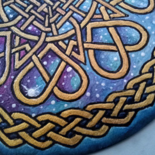 Mandala Celtic Knot new, hand-painted on 15 cm wooden disk