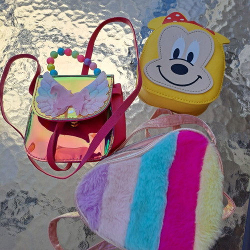 Set of 3 children's bags used, colorful playful designs
