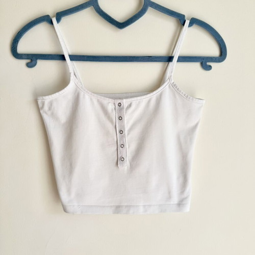 White Crop Top with Thin Straps like new, size XS