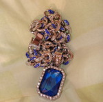 Hip-hop necklace with large blue crystal