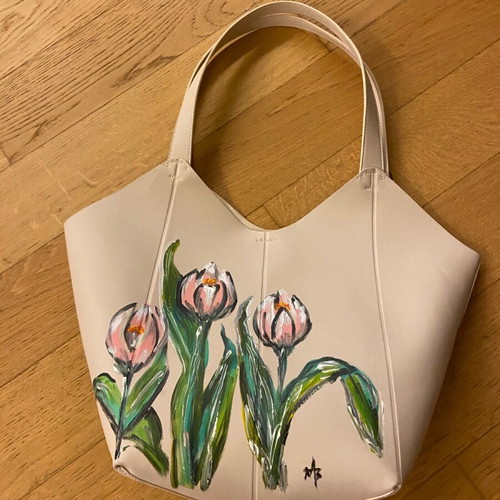 Shoulder bag painted large capacity with wallet new, beige