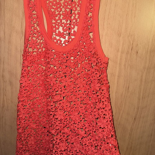 Summer blouse Zara coral orange like new with thick lace
