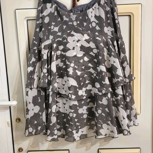 Skirt with ruffles A-line gray No 40 (L) like new