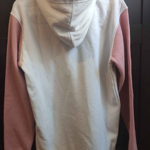 District 75 women's/kids hoodie like new, white/pink with cat design