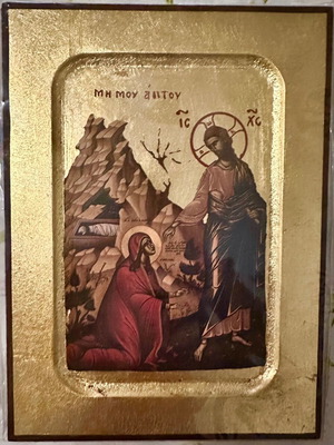 Icon "Μη μου απτου" new silk screen with gold leaf 19x14 cm