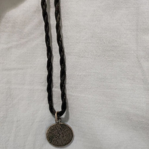 Necklace with Phaistos Disc used, black braided cord