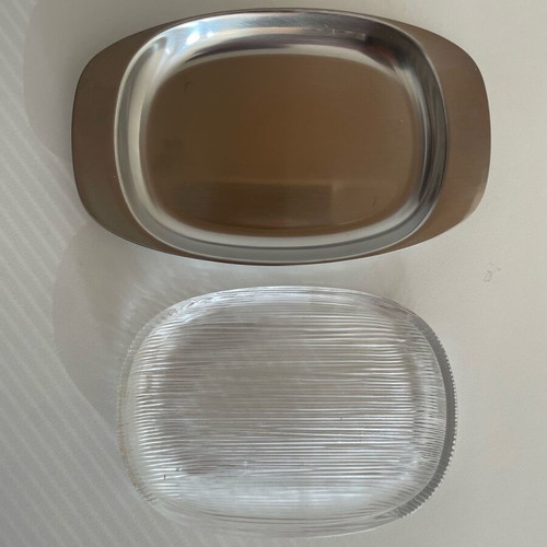 WMF Butterdish like new, glass and inox, made in Germany